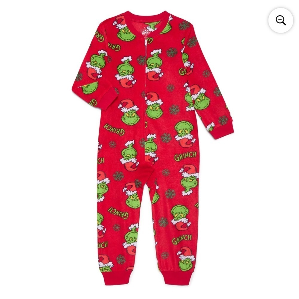 Grinch One Piece Fleece Pajama NEW Medium 8 Christmas Red Green Dr. Seuss